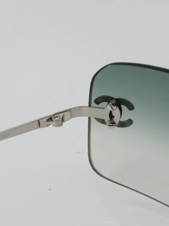CHANEL COCO Mark Sunglasses metal Green CC Auth 188886 main image 10